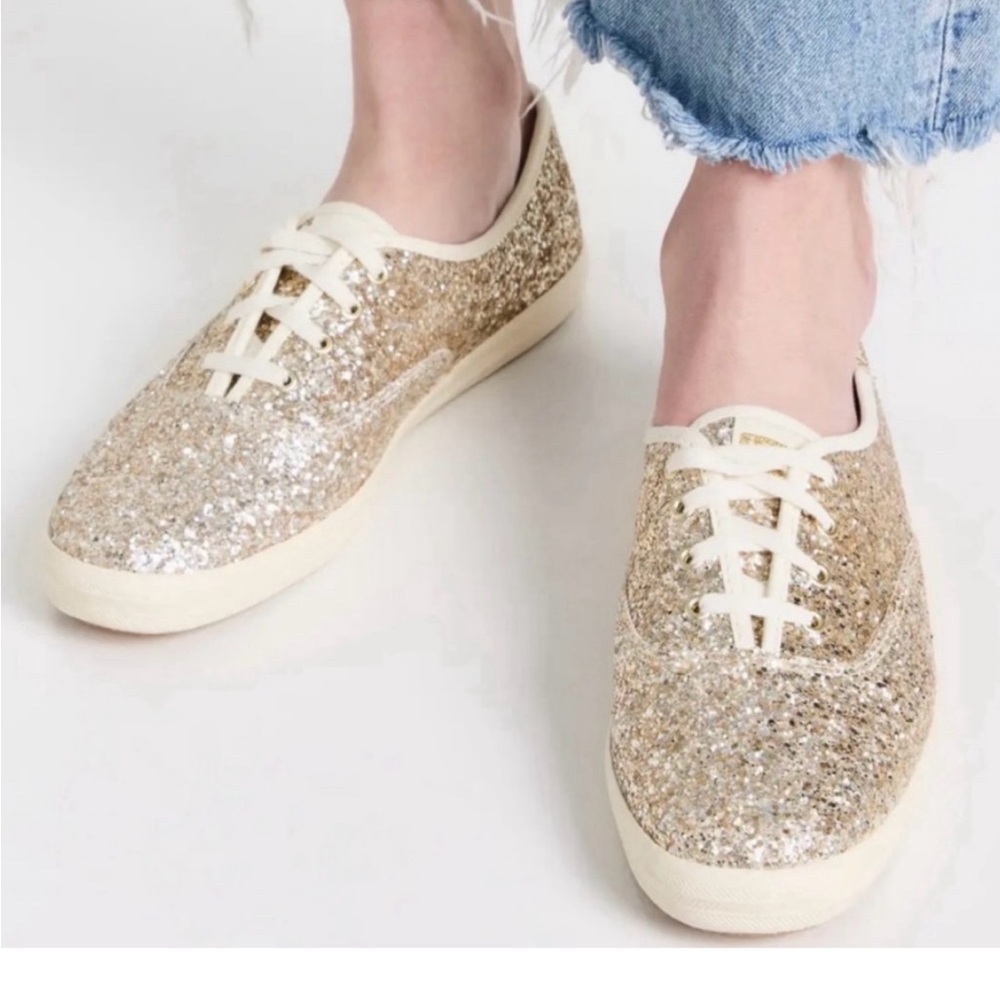 Beautiful Kate Spade X Keds Gold Glitter Flat
Bridal Sneakers!!!!